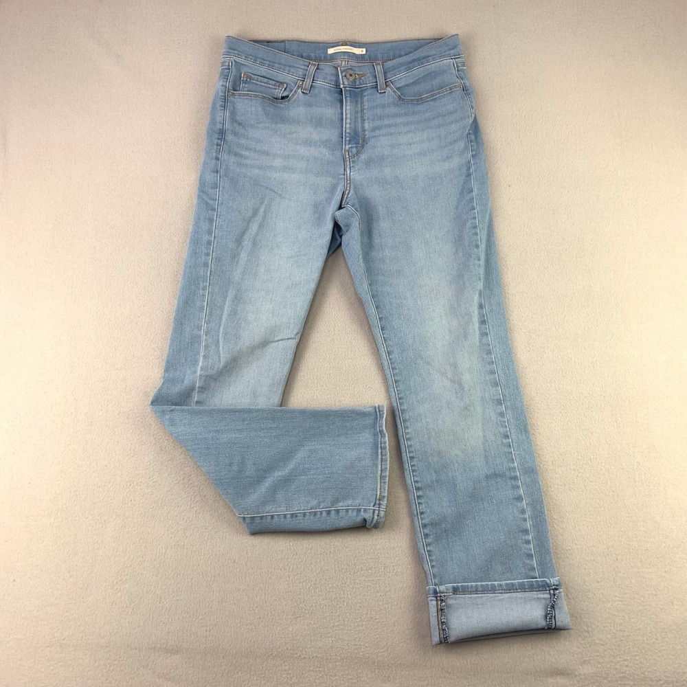 Levi's Classic Straight Jeans Women 8 Blue Denim Stretch Casual Mid Rise
